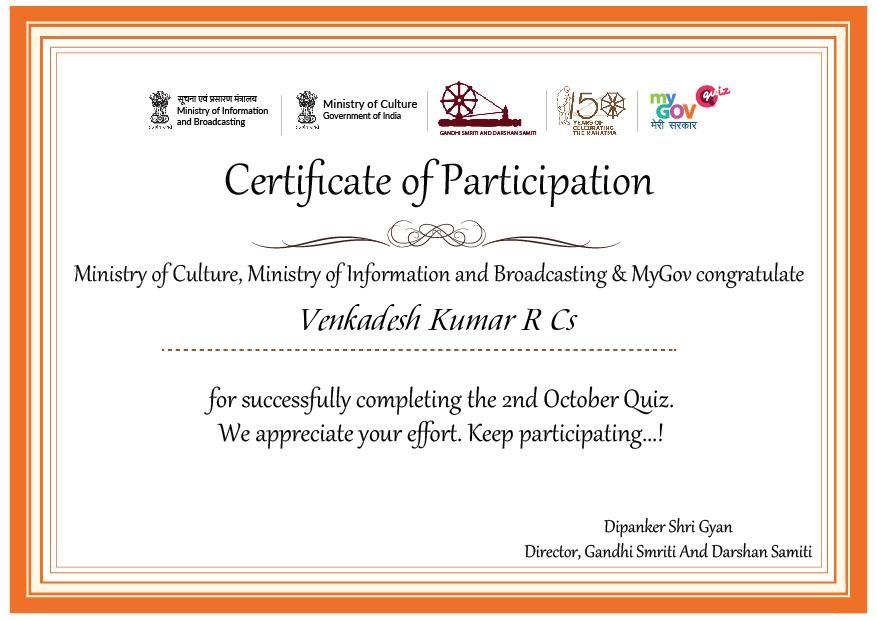Quiz on 2nd October
